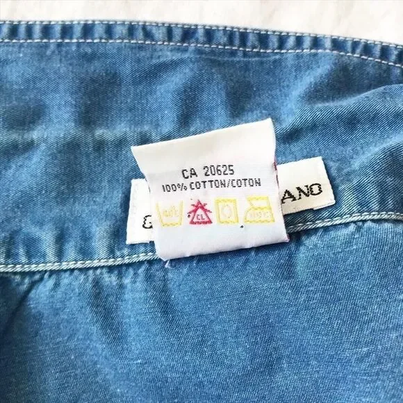Vintage GUESS Denim Tie Front Top Y2K Western Retro Crop Shirt L - Picture 8 of 8